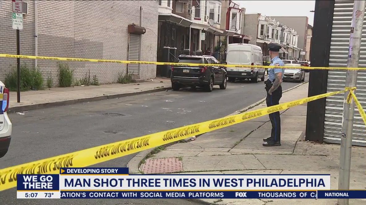 Man struck 3 times after 65 shots fired in West Philadelphia shooting